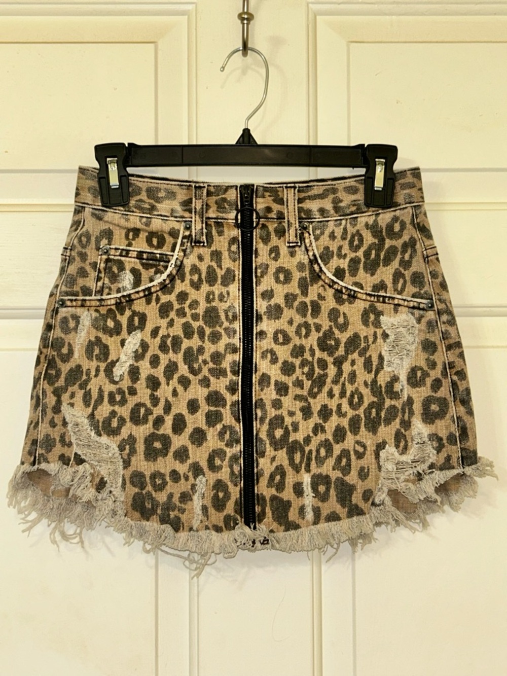 Carmar Leopard Print Mini Skirt with Front Zip - Brown and Black - Picture 5 of 16